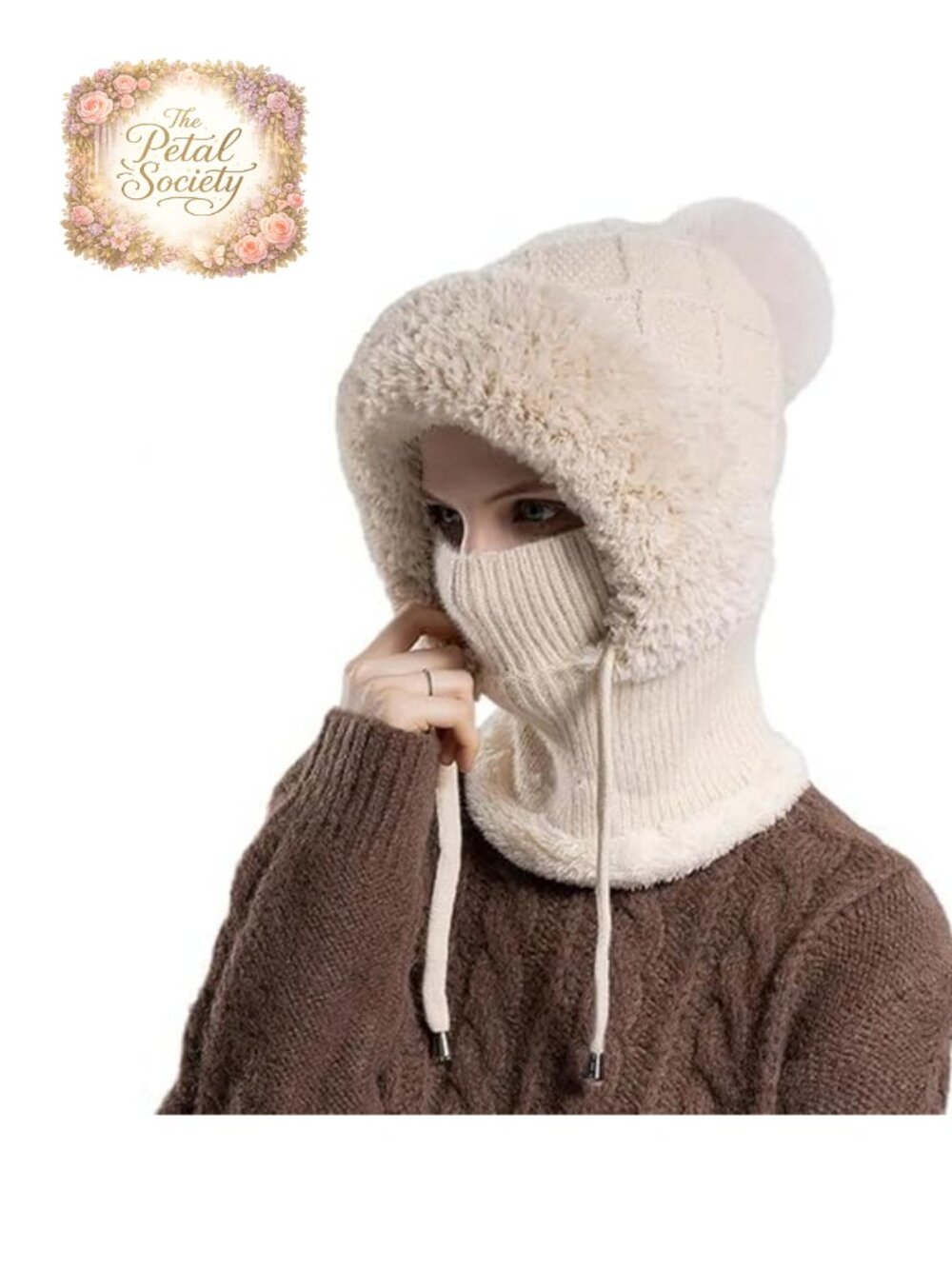3-in-1 Fleece-Lined Beanie Hat with Scarf & Mask Winter Ear Muff